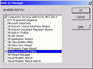 Screen Shot - VB 5 Add-In Manager